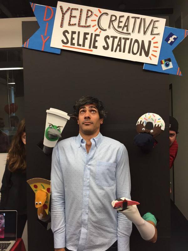 The Creative team at Yelp came up with a fun Yelp branding campaign for the Hackathon, complete with a set of mascots and a selfie station. They seem to have had some high-profile guests that day.