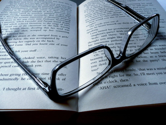 Specs on a book. http://eliaspelcastre.com/wp-content/uploads/2015/09/book-min.jpg