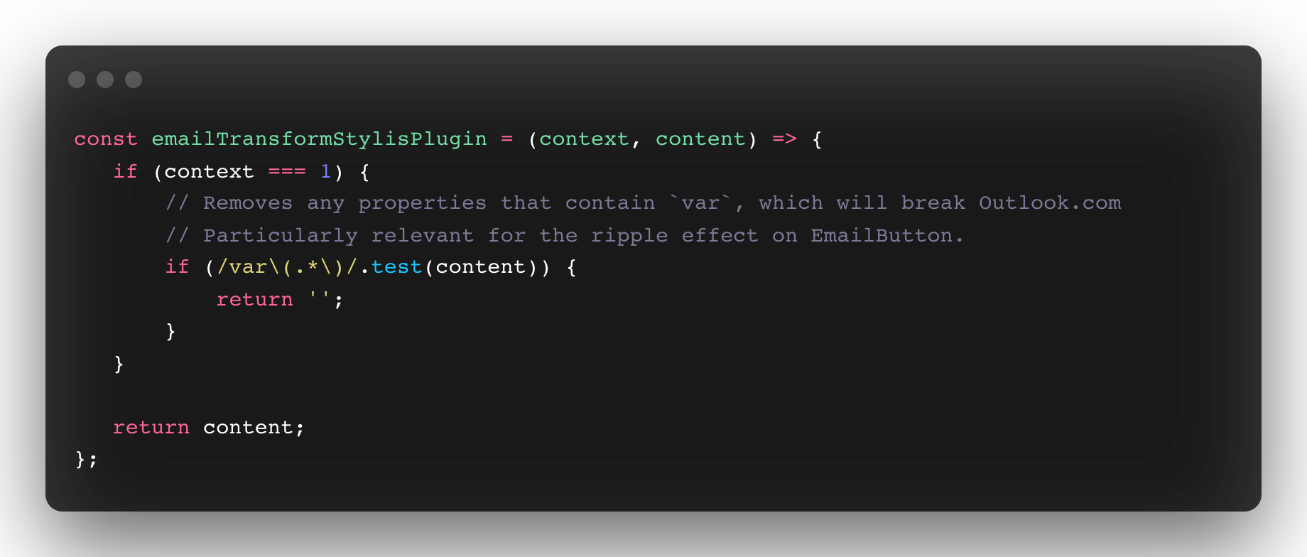 Sample code for a custom CSS in JS plugin