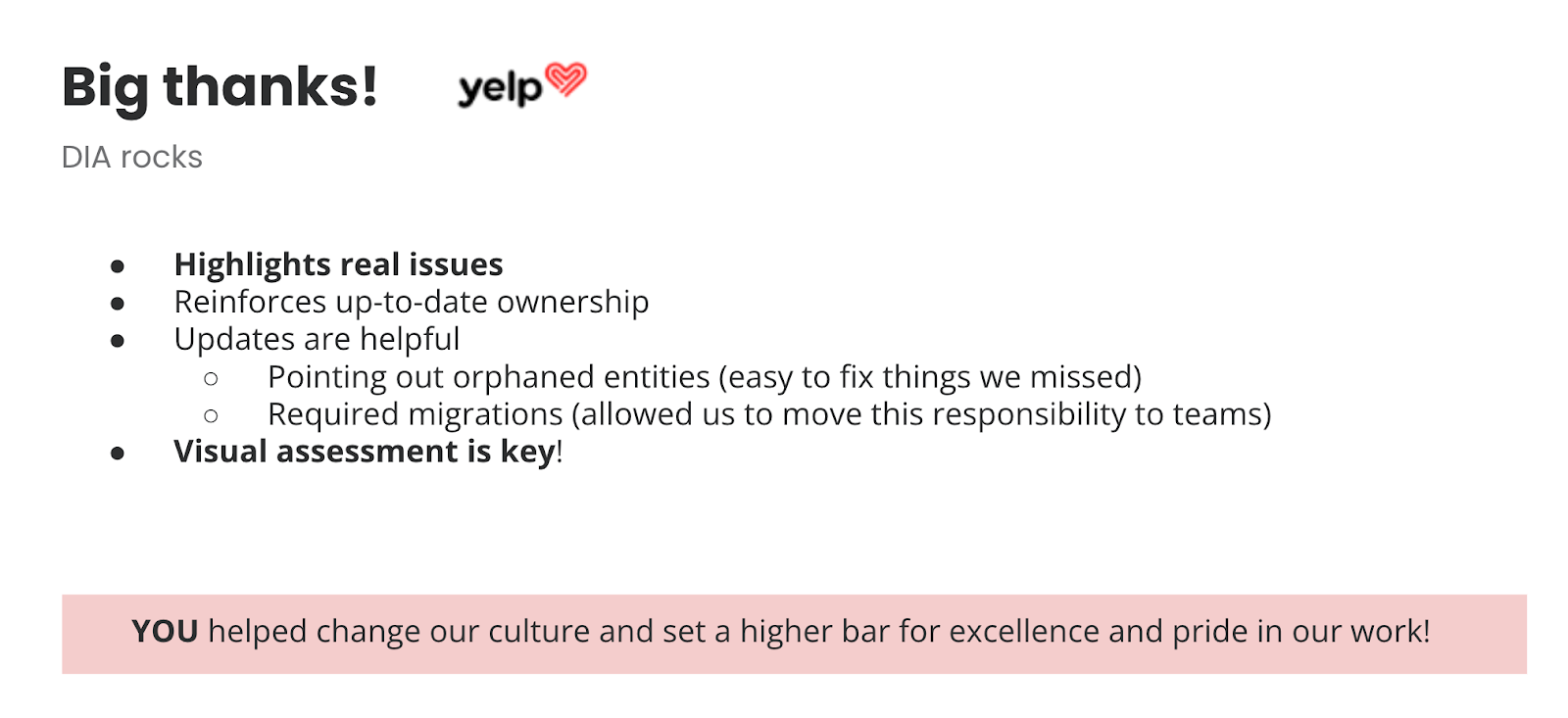 The team at Yelp provided a nice testimonial for our team