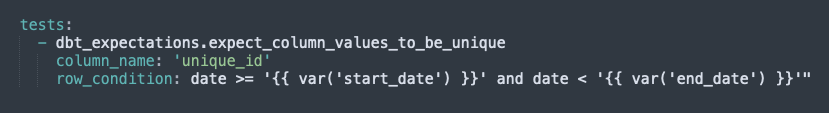 dbt test snippet